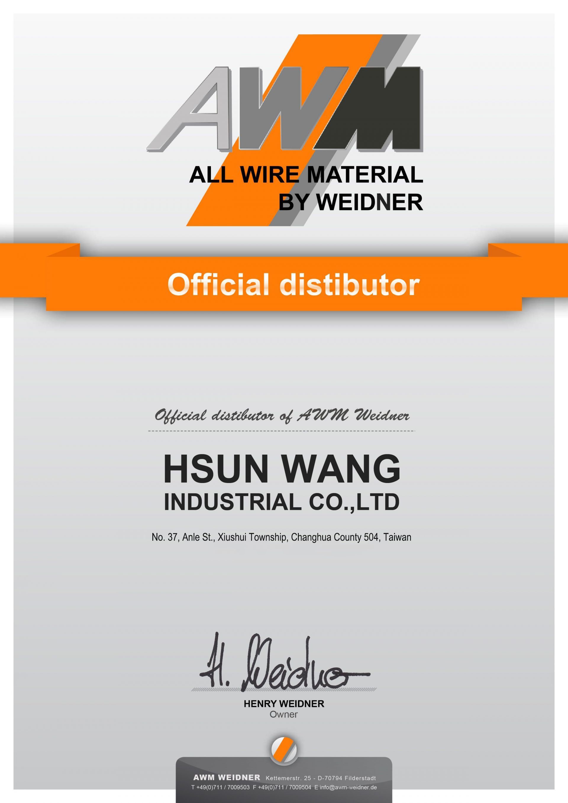 AWM Weidner Official Distributor