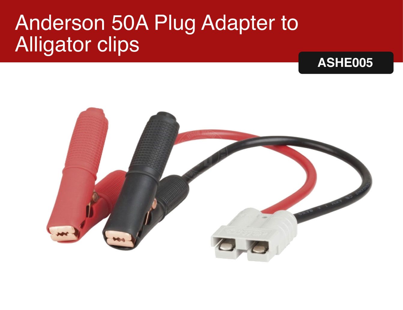 Item No.: ASHE005
Anderson 50A Plug Adapter to  Alligator clips
