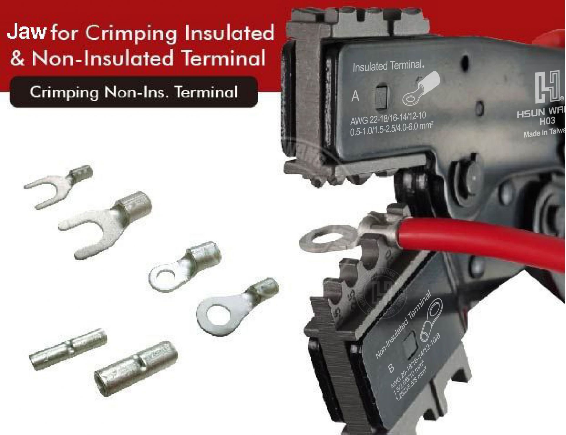 H031003BC Twin Quick Change Ratchet Crimper-H031003BC-Jaw-crimp-crimping-crimp tool-crimping tool-crimp wire-ratchet crimp-Taiwan Manufacturer-Insulated terminal-non Insulated terminal-hsunwang-licrim-hsunwang.com