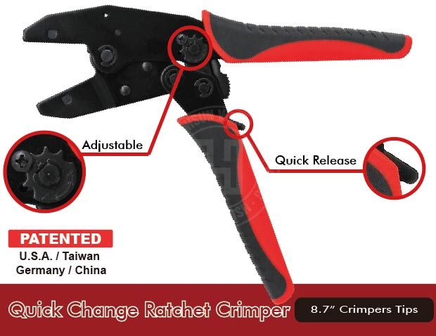 quick change crimping tool JB198KA18-JB198KA18-Jaw-Waterproof-crimp-crimping-crimp tool-crimping tool-crimp wire-ferrule crimp-ratchet crimp-Taiwan Manufacturer-hsunwang-licrim-hsunwang.com