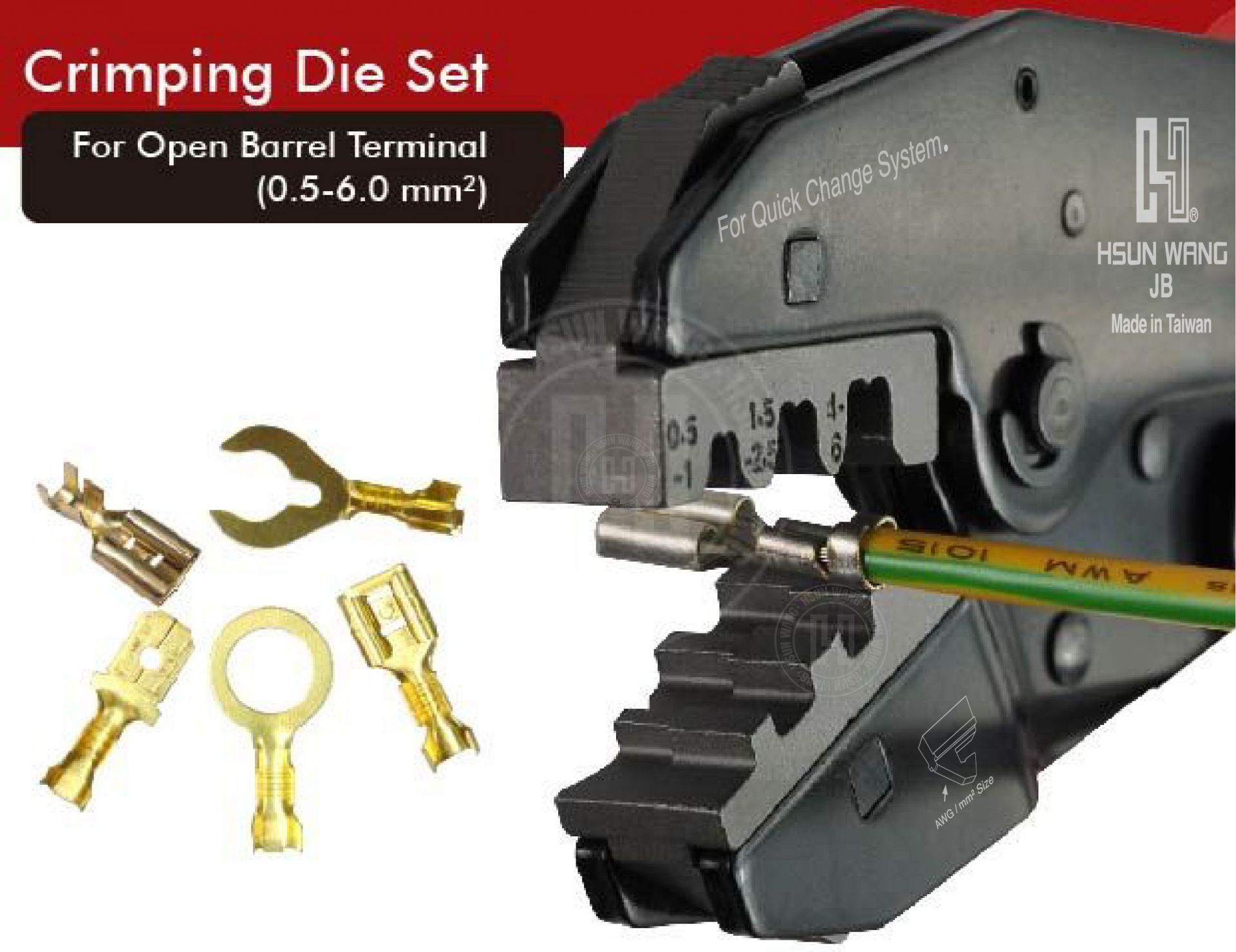 JB164AA33-Open Barrel Terminal-Crimping Jaw-Quick Change System-Heat Shrink Butt Connector-Quick Change Crimping Jaw-4