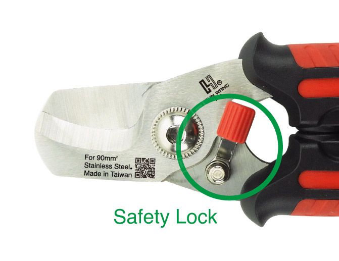 P58I Stainless Cable Cutter featuring an ergonomic PP+TPR handle and integrated safety lock.