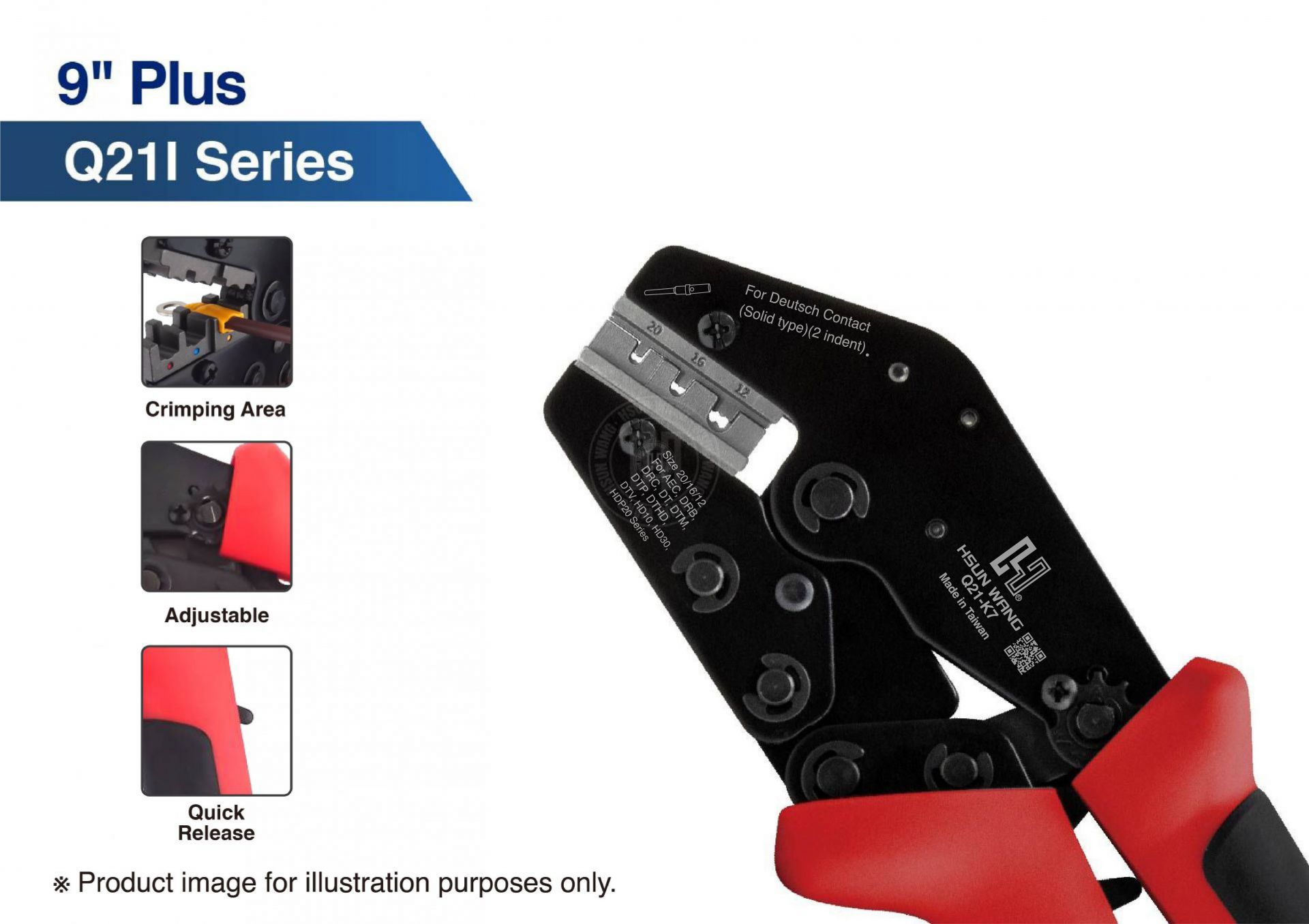 Engineered for automotive and industrial pros, the Q Series 9&amp;amp;amp;amp;amp;quot; Plus crimper supports a wide range of terminals—from BNC and solar connectors to Yazaki and Anderson Power—featuring adjustable crimp force, a ratcheting mechanism, and quick-release safety for secure, repeatable results.