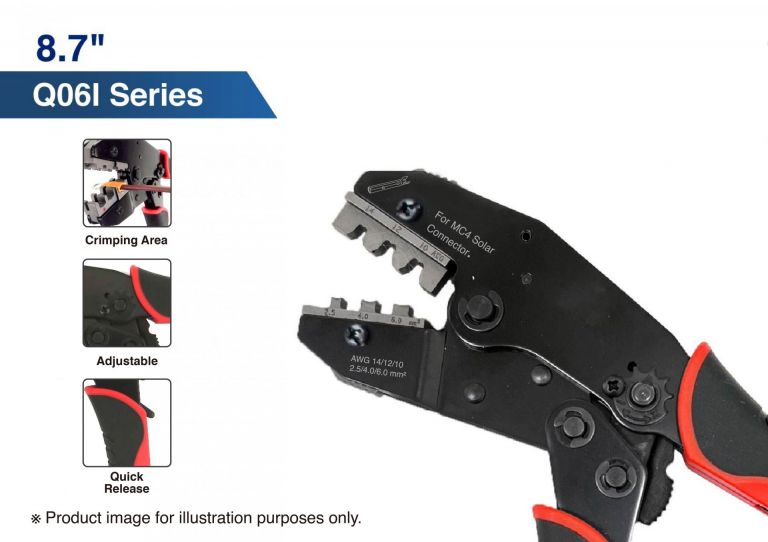 The Q Series 8.7" Fixed-Type Ratchet Crimper is engineered for professionals seeking precision and versatility. This hand tool supports a wide range of terminal types—including insulated, non-insulated, BNC, open barrel, cord end, waterproof (Weather Pack, Superseal 1.5, Deutsch), TE Timer, Yazaki, and Anderson Power connectors. It features an efficient ratcheting mechanism, quick-release safety lever, adjustable crimping force, and ergonomic non-slip handles for repeatable, high-quality crimps.